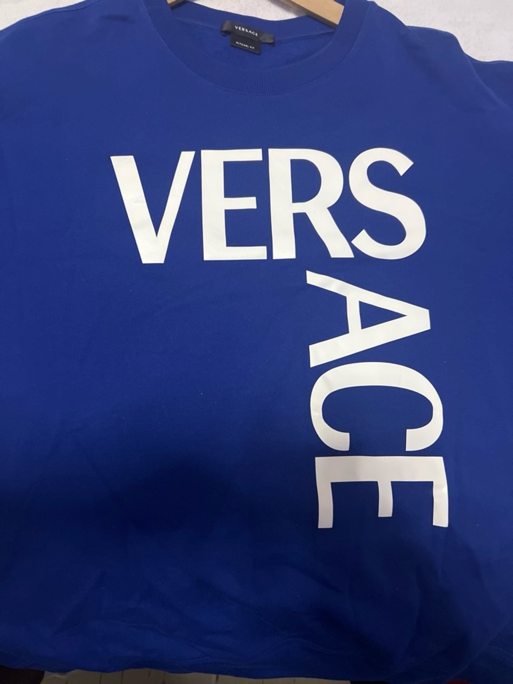 Versace Men's Royal Blue Crewneck with White Logo